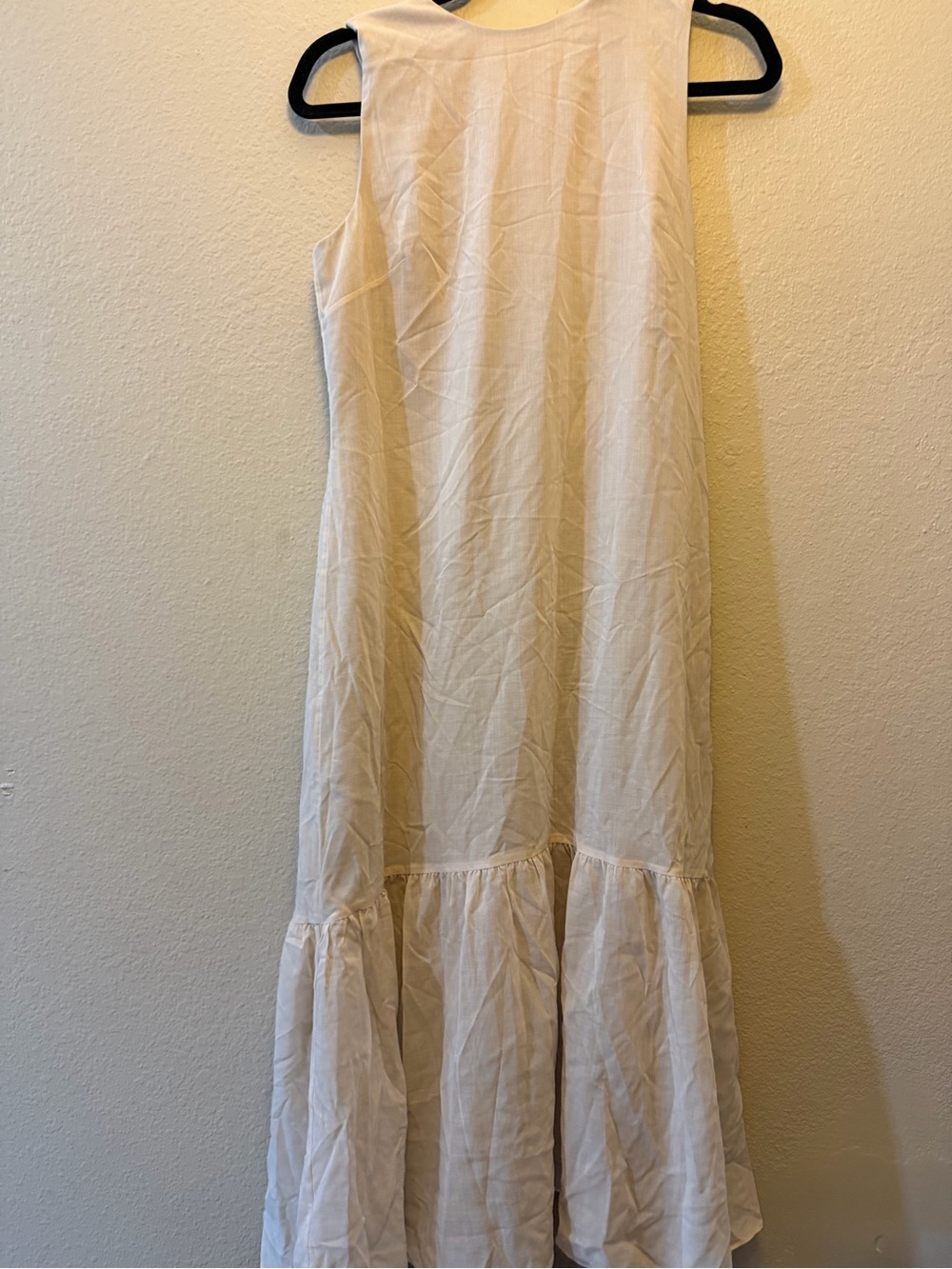 Women's Cream Sleeveless Tiered Maxi Dress